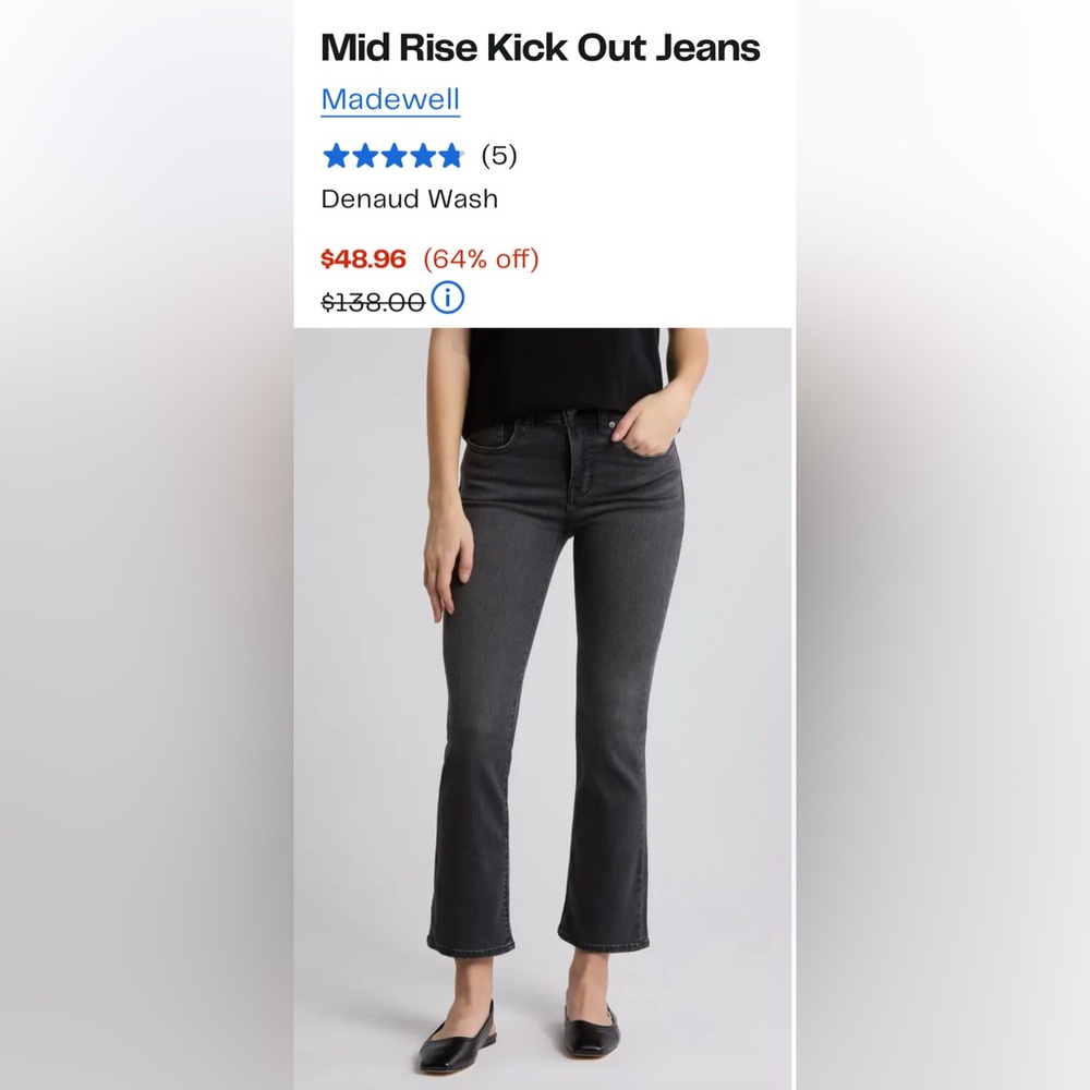 Madewell | mid rise kick out Jeans size 30